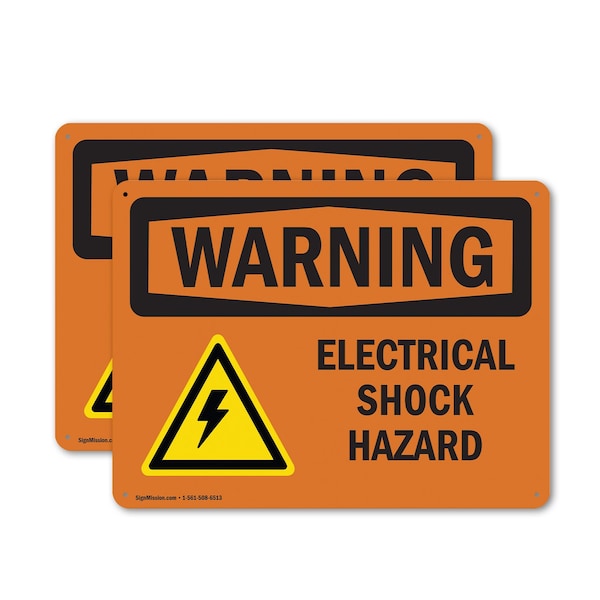 Signmission Electrical Shock Hazard With Symbol OSHA Warning Sign, Plastic, 10in W x 7in L, 2PK - OS-2PACK-WS-P-710-L-12100