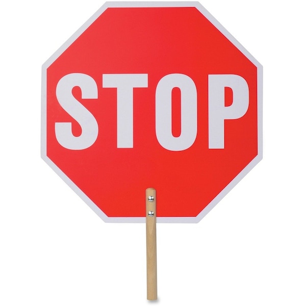 Tatco Handheld Stop Sign, 18" W, 18" H, White/Red - TCO17520