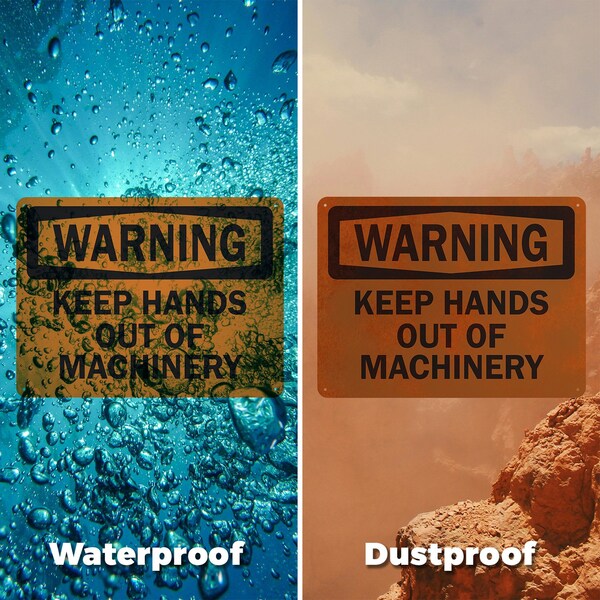 Signmission Keep Hands Out Of Machinery OSHA Warning Sign, Plastic, 14in W x 10in L, 2PK - OS-2PACK-WS-P-1014-L-19680