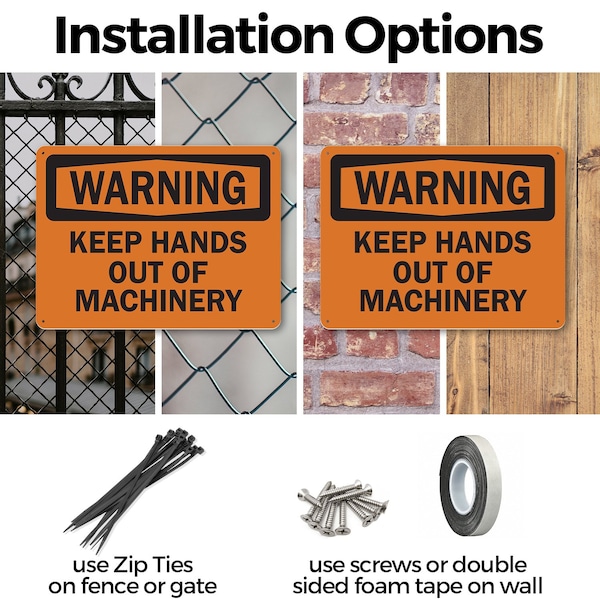 Signmission Keep Hands Out Of Machinery OSHA Warning Sign, Plastic, 14in W x 10in L, 2PK - OS-2PACK-WS-P-1014-L-19680