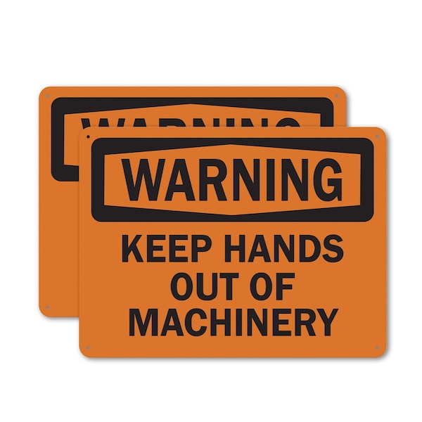 Signmission Keep Hands Out Of Machinery OSHA Warning Sign, Plastic, 14in W x 10in L, 2PK - OS-2PACK-WS-P-1014-L-19680