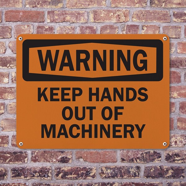 Signmission Keep Hands Out Of Machinery OSHA Warning Sign, Plastic, 14in W x 10in L, 2PK - OS-2PACK-WS-P-1014-L-19680
