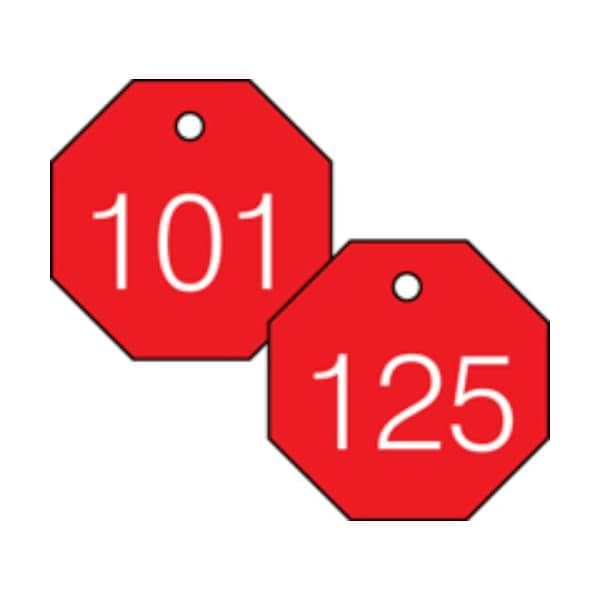 Accuform Engraved Numbered Tags, HS-Laminate, 3 in W, 25 PK - TDG826RD
