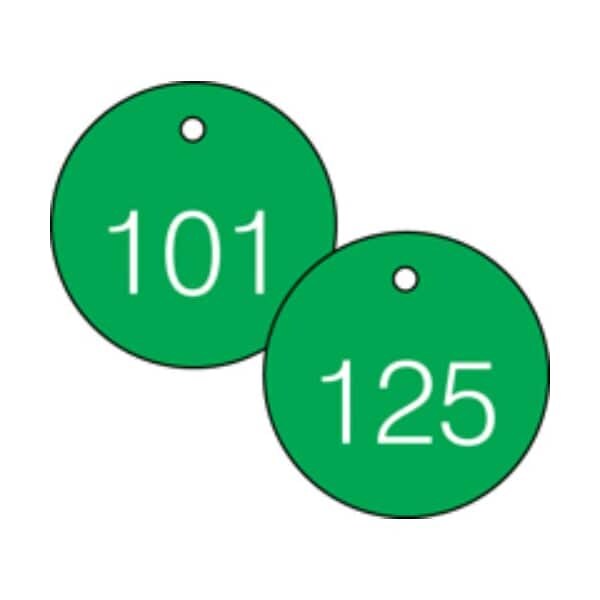 Accuform Engraved Numbered Tags, HS-Laminate, 2-3/4 in W, 25 PK - TDG365GN