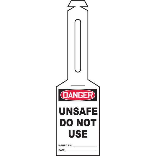 Accuform Loop n Strap Danger Tag, General Safety, Plastic, 5 1/4 in H x 3 1/4 in W, White, Rectangle, 25 PK - TAL310