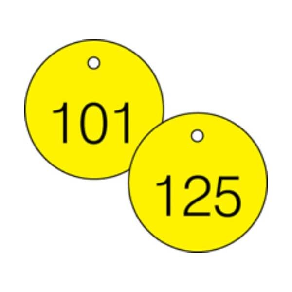 Accuform Engraved Numbered Tags, HS-Laminate, 2-3/4 in W, 25 PK - TDG365YL