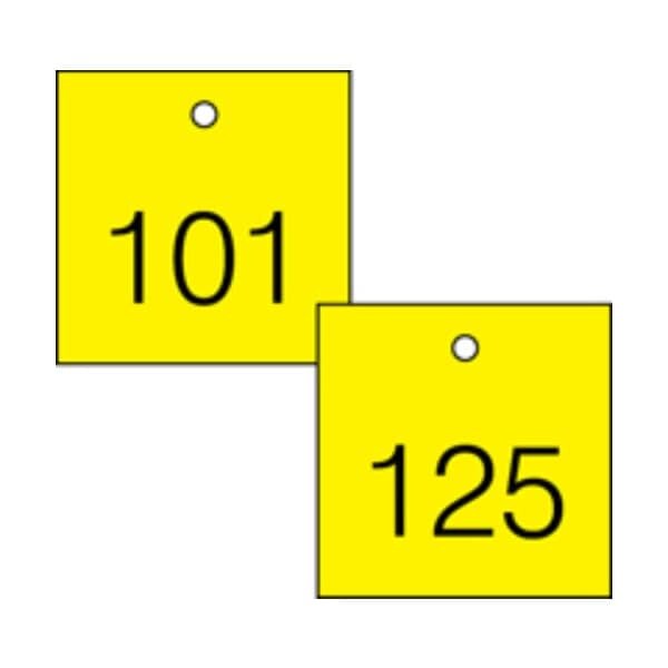 Accuform Engraved Numbered Tags, Plastic, 0.31 in H x 2-1/2 in W, 25 PK - TDG374YL