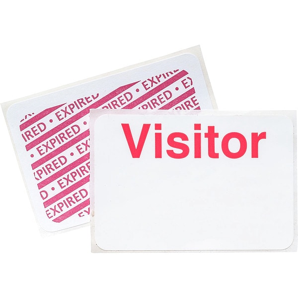 Brady Visitor Badge, Vinyl, 2 in W, Red, 500 PK - 95673