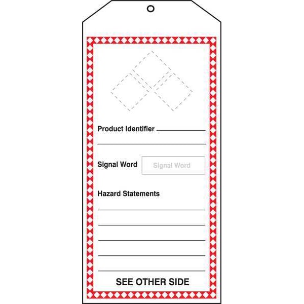 Accuform Tag, Chemical, Gas, or Hazardous Materials, Gas or Hazardous Materials, Cardstock, 8 1/2 in H x - THS401CTM