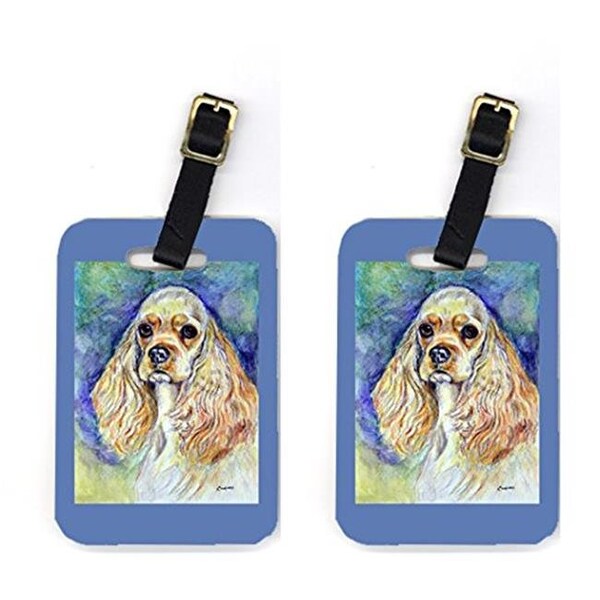 Carolines Treasures Carolines Treasures 7178BT Pair of 2 Blonde Tan Cocker Spaniel Luggage Tags - 7178BT