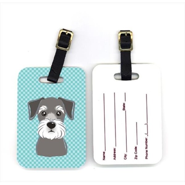 Carolines Treasures Carolines Treasures BB1136BT Pair of Blue Checkered Schnauzer Luggage Tags - BB1136BT