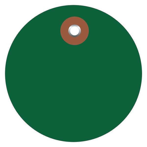 Partners Brand Tag, Plastic, Circle, 3", Green, PK100, Vinyl, Green, 100 PK - G26075