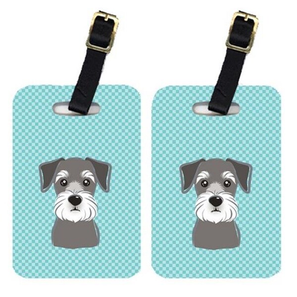 Carolines Treasures Carolines Treasures BB1144BT Pair Of Checkerboard Blue Schnauzer Luggage Tags - BB1144BT