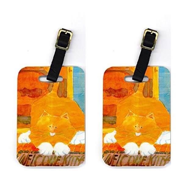 Carolines Treasures Carolines Treasures 6010BT Orange Tabby Welcome Cat Luggage Tag - Pair 2; 4 x 2.75 In. - 6010BT