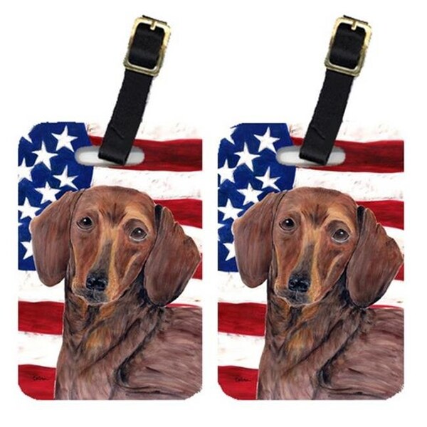 Carolines Treasures Carolines Treasures SC9010BT Pair Of USA American Flag With Dachshund Luggage Tags - SC9010BT