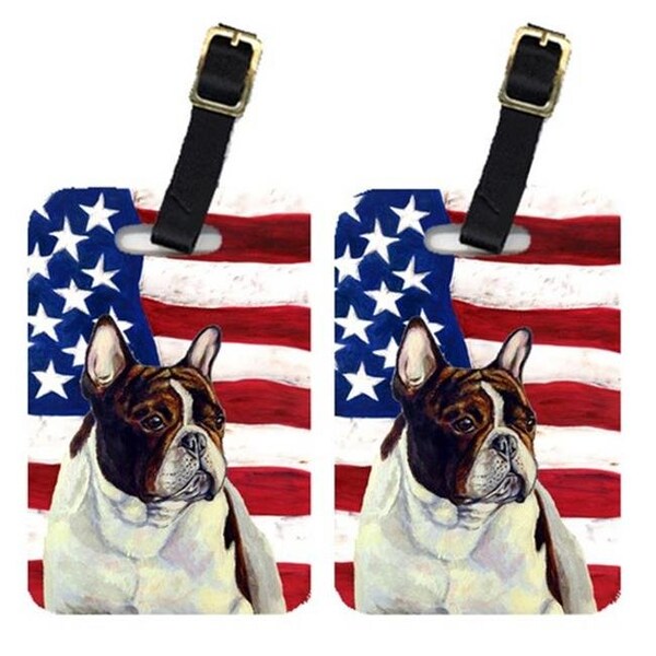 Carolines Treasures Carolines Treasures LH9006BT Pair Of USA American Flag With French Bulldog Luggage Tags - LH9006BT