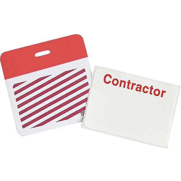 Brady Card Clip On Badge, Vinyl, 3 in W, Red, 500 PK - 95653