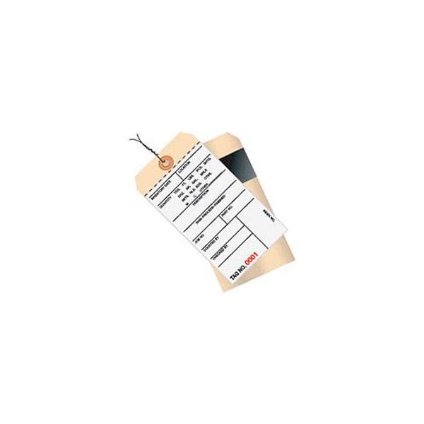 Box Packaging 2 Part Carbon Inventory Tags, 3000-3499, Pre Wired, #8, 6-1/4"L x 3-1/8"W, 500/Pack - G17073