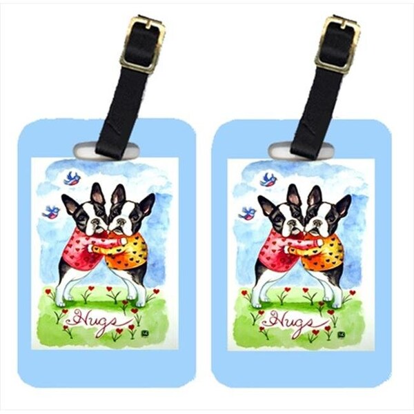Carolines Treasures Carolines Treasures 7015BT Pair Of 2 Hugs Boston Terrier Luggage Tags - 7015BT