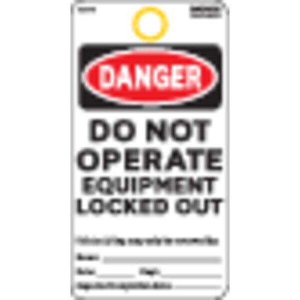 Electromark Danger Tag, Cardstock, 5 3/4 in H x 3 in W, Black and Red on White, Rectangle, 25 PK - Y604099