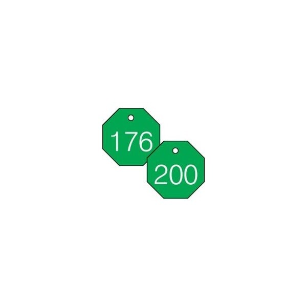 Accuform Engraved Numbered Tags, RP-Plastic, 3/8 in H x 3-1/4 in W, 25 PK - TDG829GN