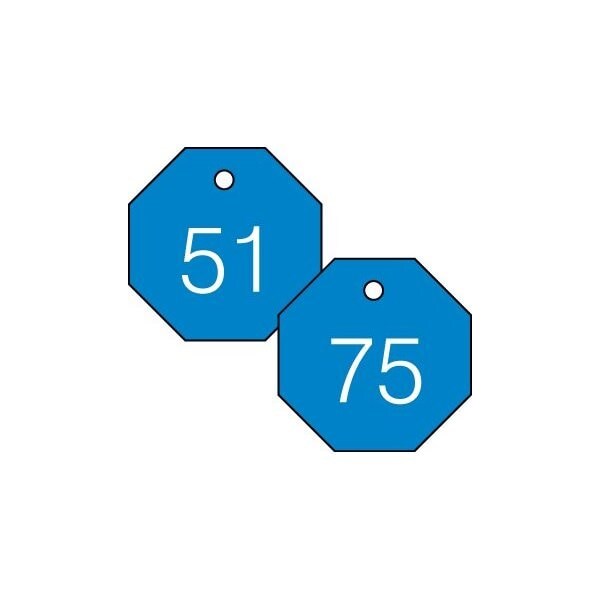 Accuform Engraved Numbered Tags, RP-Plastic, 3/8 in H x 3-1/4 in W, 25 PK - TDG824BU
