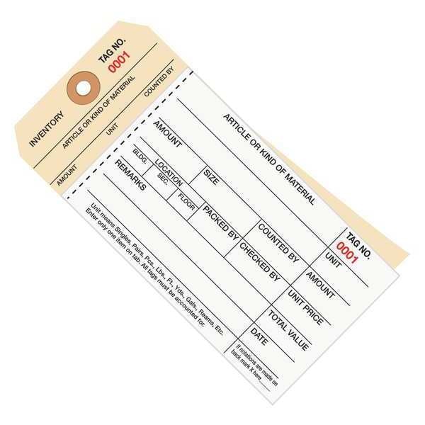 Partners Brand Tag, 2Stub, 4000-4499, 6-1/4"x3-1/8", PK500, 10 Point Cardstock, 6 1/4" W, White/Manila, 500 PK - G19091