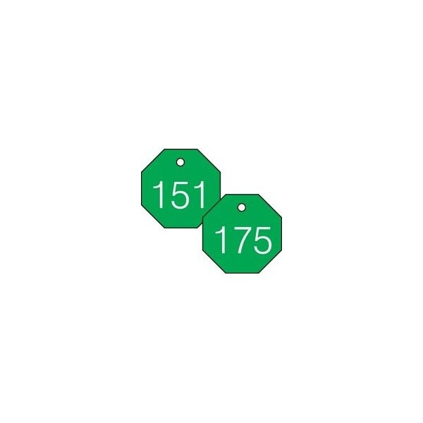 Accuform Engraved Numbered Tags, PF-Cardstock, 1/4 in H x 3-1/4 in W, 25 PK - TDG828GN