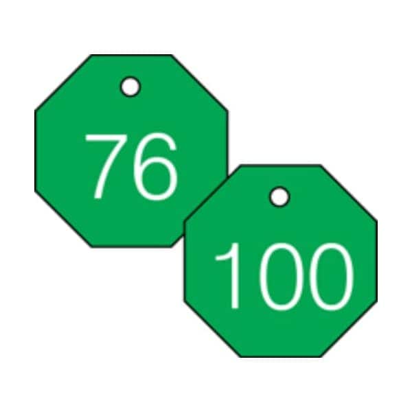 Accuform Engraved Numbered Tags, Adhesive Dura-Poly, 0.025 in H x 3 in W, 25 PK - TDG825GN