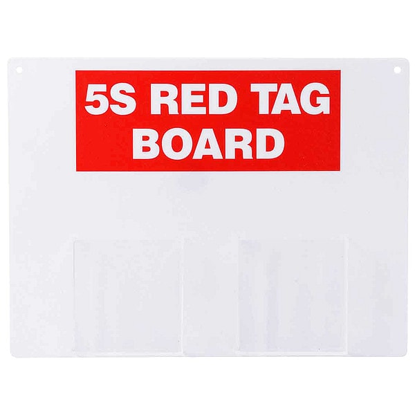 Brady Red Tag Station, 5S Red Tag, Acrylic, 12 in H x 16 in W, Red/white - 122048