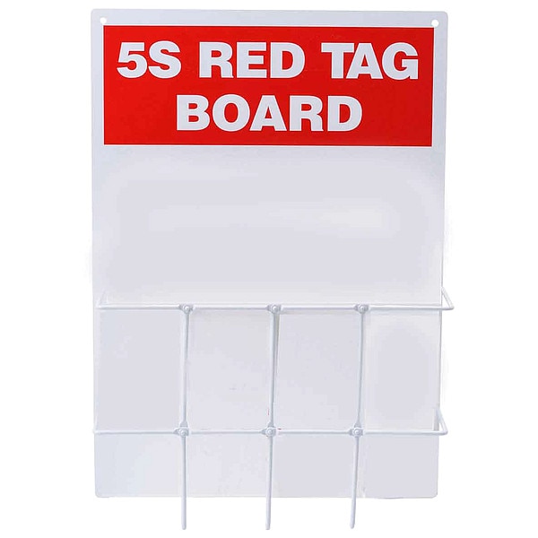 Brady Red Tag Binder Station, 5S Red Tag, Polycarbonate Backboard with Wire Rack, 14 in H x 20 in W - 122051