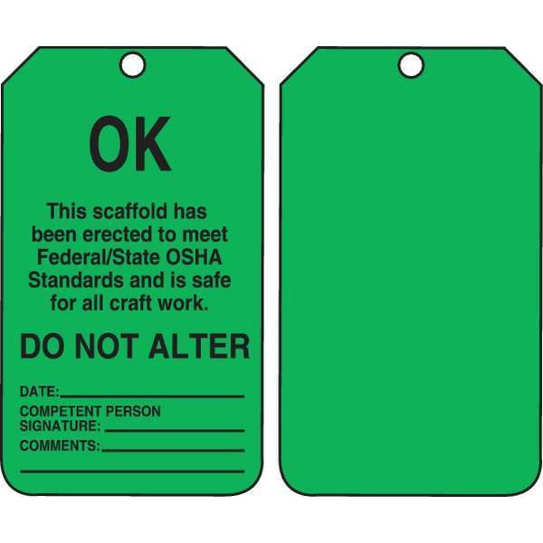 Accuform Tag, Scaffold, Cardstock, 5 3/4 in H x 3 1/4 in W, Rectangle, 25 PK - TSS103CTP