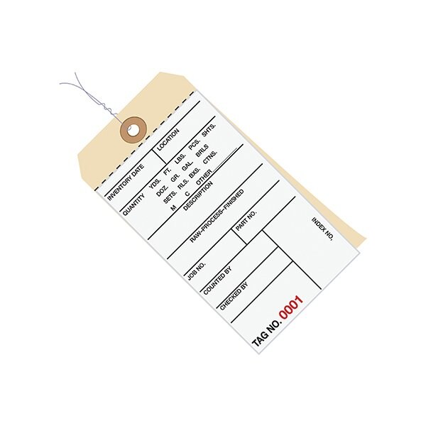 Bsc Preferred 6 1/4 x 3 1/8'' - 6000-6499 Inventory Tags 2 Part Carbonless # 8 - Pre-Wired, 500PK - BUY00019440
