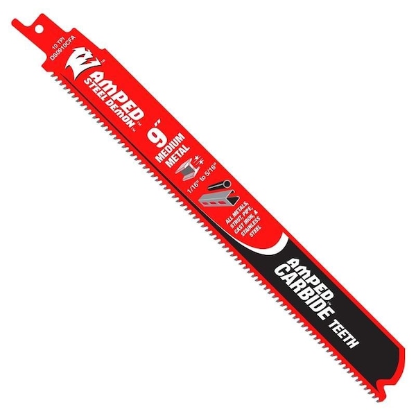 Diablo Steel Demon AMPED Reciprocating Saw Blade, 1 in W, 9 in L, 10 TPI, Carbide Cutting Edge - DS0910CFA