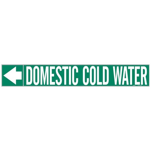 Brady Pipe Marker, Domestic Cold Water, 1 In.H - 20425
