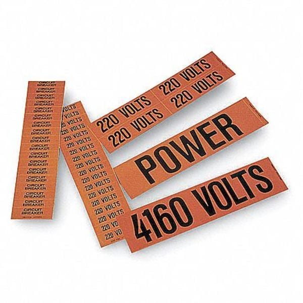 Stranco Pipe Mrkr, 480 Volts, Orng, 1-1/8x4in., PK5 - CVB-1054-PK