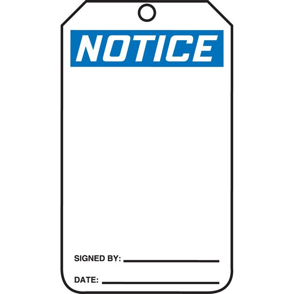 Accuform Notice Tag, Blank, 5-3/4"Hx3-1/4"W, PK25 - MNT101PTP