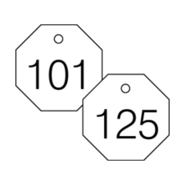 Accuform Engraved Numbered Tags, HS-Laminate, 3 in W, 25 PK - TDG826WT