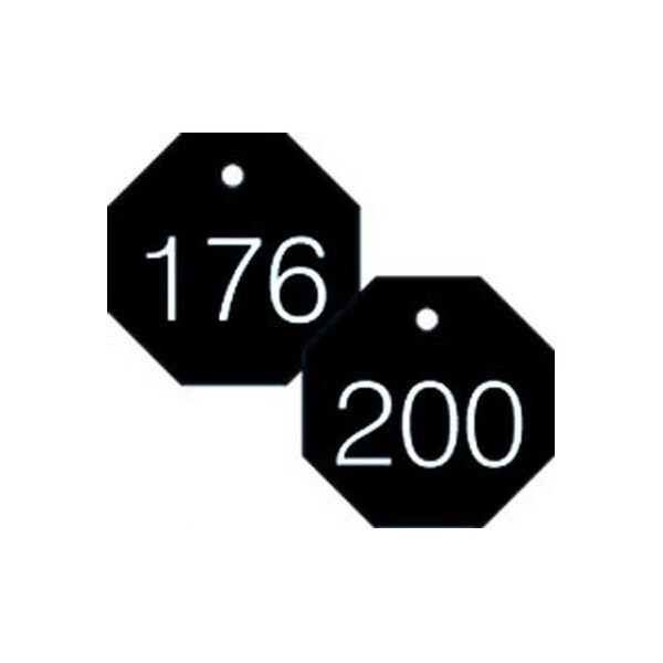 Accuform Engraved Numbered Tags, Self-Laminating RP-Plastic, 0.55 in H x 3-1/4 in W, 25 PK - TDG829BK