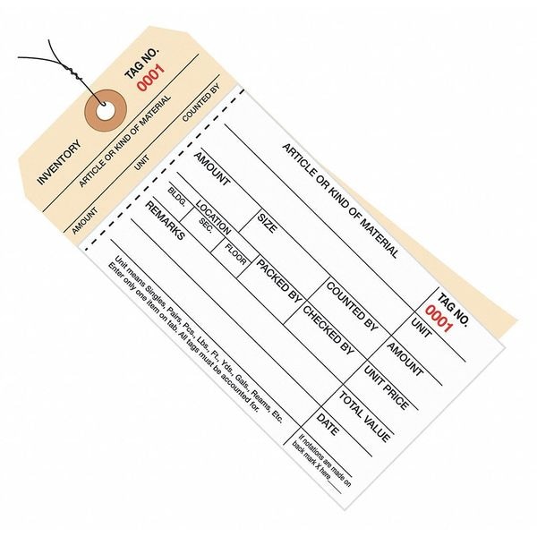 Partners Brand Tag, Wire 1000-1499, 6-1/4"x3-1/8", PK500, 10 Point Cardstock, 6 1/4" W, White/Manila, 500 PK - G19033