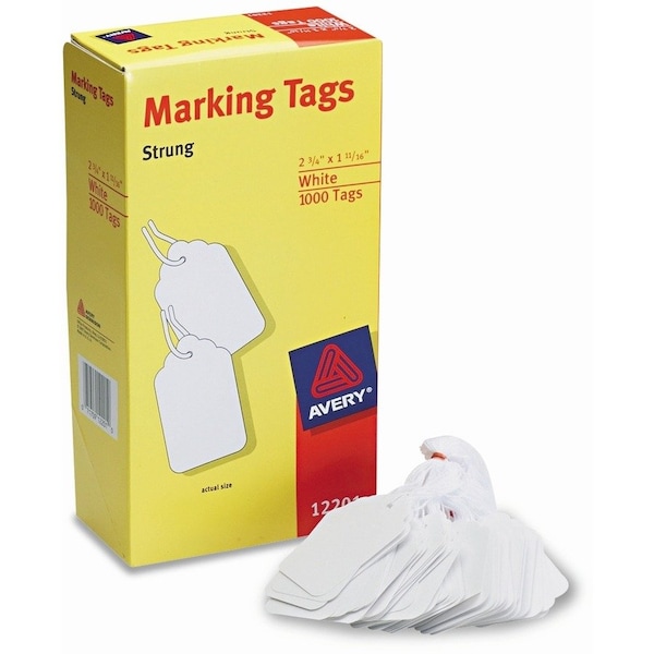 Avery Dennison Key Tag, Medium-Weight Stock, White, Rectangle, 1000 PK - 12201