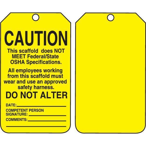 Accuform Tag, Scaffold, Cardstock, 5 3/4 in H x 3 1/4 in W, Rectangle, 25 PK - TSS102CTP