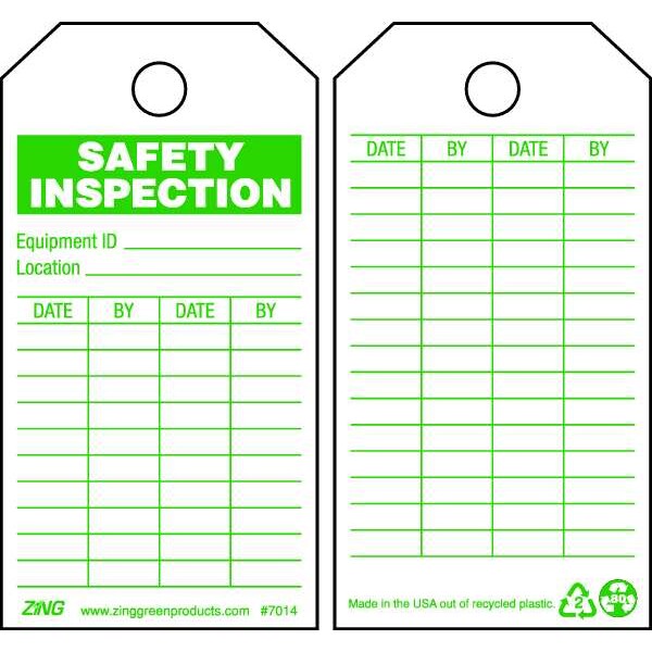 Zing Tag, Safety, Plastic, 5 3/4 in H x 3 in W, White, Rectangle, 10 PK - 7014