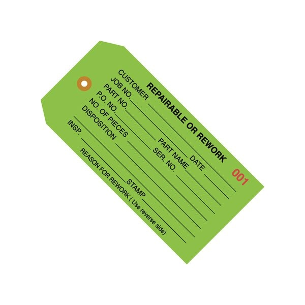 Bsc Preferred 4 3/4 x 2-3/8'' - ''RePairsable or Rework'' Inspection Tags, 1000PK - BUY00029972