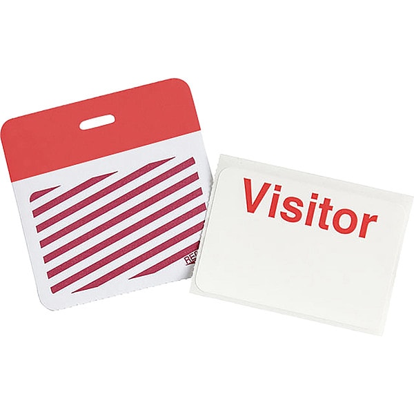 Brady Card Clip On Badge, Vinyl, 3 in W, Red, 500 PK - 95643