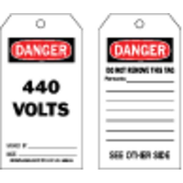Brady Danger Tag, Electrical Hazard, Cardstock, 5 3/4 in H x 3 in W, Black, Red, White, Rectangle, 100 PK - 86650