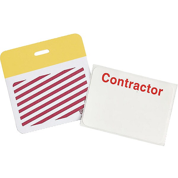 Brady Card Clip On Badge, Vinyl, 3 in W, Yellow, 500 PK - 95655
