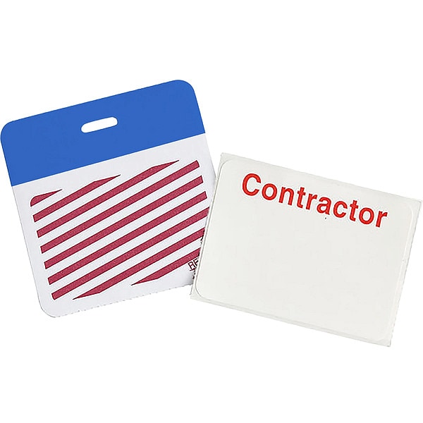 Brady Card Clip On Badge, Vinyl, 3 in W, Blue, 500 PK - 95654