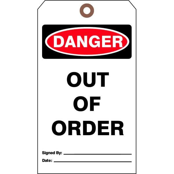 See All Industries Tag, Danger, Cardstock, 7 in H x 4 in W, White, Rectangle, 25 PK - DTUF-G33