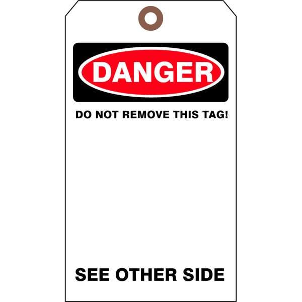 See All Industries Danger Tag, Authorized Personnel and Restricted Access, Cardstock, 7 in H x 4 in W, White, 25 PK - DTUF-G41